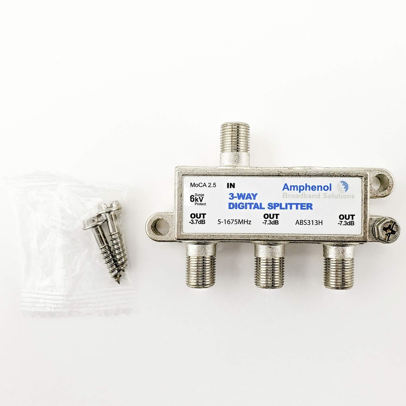 Amphenol 3-Way Digital Coaxial Splitter MoCA 2.5 ABS313H