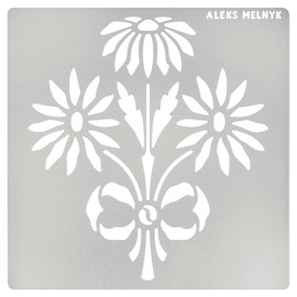 Aleks Melnyk No.285 Metal Stencil, Daisy Flower, Leaf Blossom, Bouquet of Daisies, Small Stencil, 1 PC, Template for Wood Burning, Engraving, Crafting, Scrapbook, Art