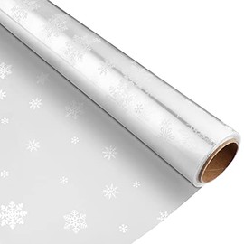 NUOBESTY Snowflake Cellophane Wrap Roll| 2. 5 Mil Thickness Christmas Gift Wrap Cellophane Cello Rolls for Christmas Gifts Baskets Flowers Wrapping (3000x43cm)
