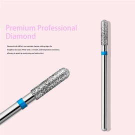 10pcs Safety Round Barrel Cuticle Drill Bits, Carbide Diamond Nail Bits for Dead Skin Removal&Nail Shaping, 3/32'' Two Way Rotate, Professional Manicure Pedicure Salon Tools, Medium-M