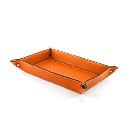 BELCRAFT Orvieto Empty Leather Handcrafted in Classic Italian Style, Tidy Tray, Gift Box Including (28 x 19 cm), Brick Red