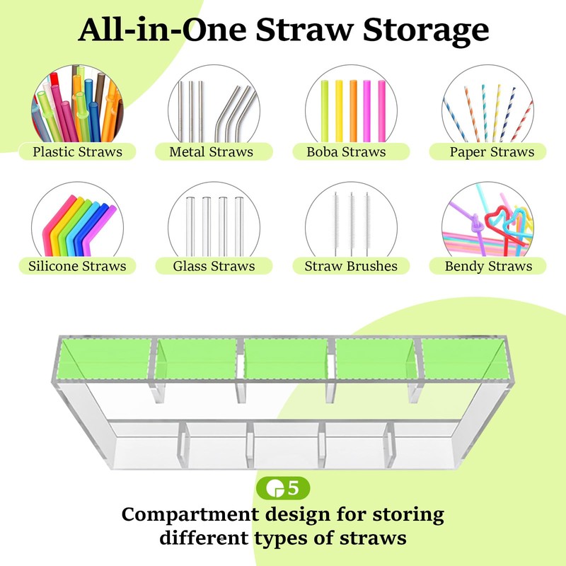 Celsisignis Acrylic Straw Holder for Cabinet, Straws Storage Container for