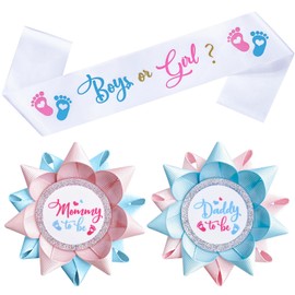 Mom to Be Pin Baby Shower Dad to Be Pin Boy or Gril Sash for Gender Reveals Party Mom to Be Sash Baby Shower Party Favors Decorations for Girls Pregnancy Photo Props Keepsake Gifts