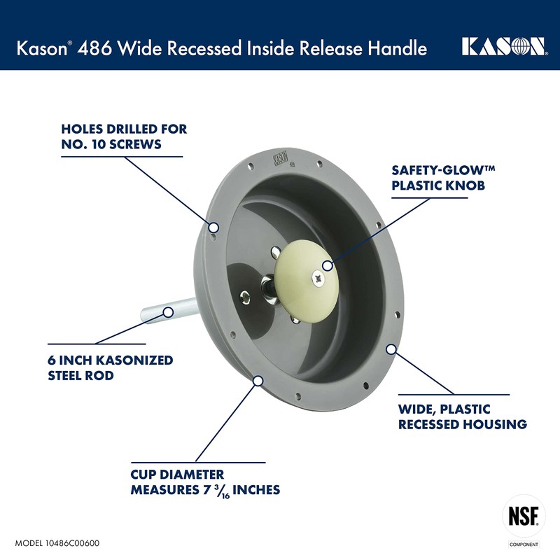 Kason 486 Wide Recessed Inside Release Handle (10486C00600)