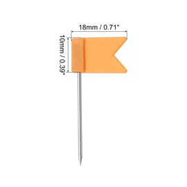 PATIKIL Flag Map Push Pins 1 Inch Travel Map Pens with Plastic Head for Cork Pin Board Picture Card Hanging Orange Pack of 50