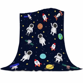 Abaysto Space Blanket Kids Blanket for Boys Gifts Constellation Solar System Blanket Fleece Ultra Soft Galaxy Rocket Planet Blanket for Bed Couch Sofa Living Room Decor 100x130cm(40x50 Inch)