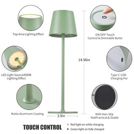 BGFHome Cordless Table Lamp LED Desk lamp,5000mAh Rechargeable Touch Night Light Wireless Minimalist Design for/Restaurant/Bedroom/Bars/Outdoor Party/Camping/Coffee Shop 2Pack