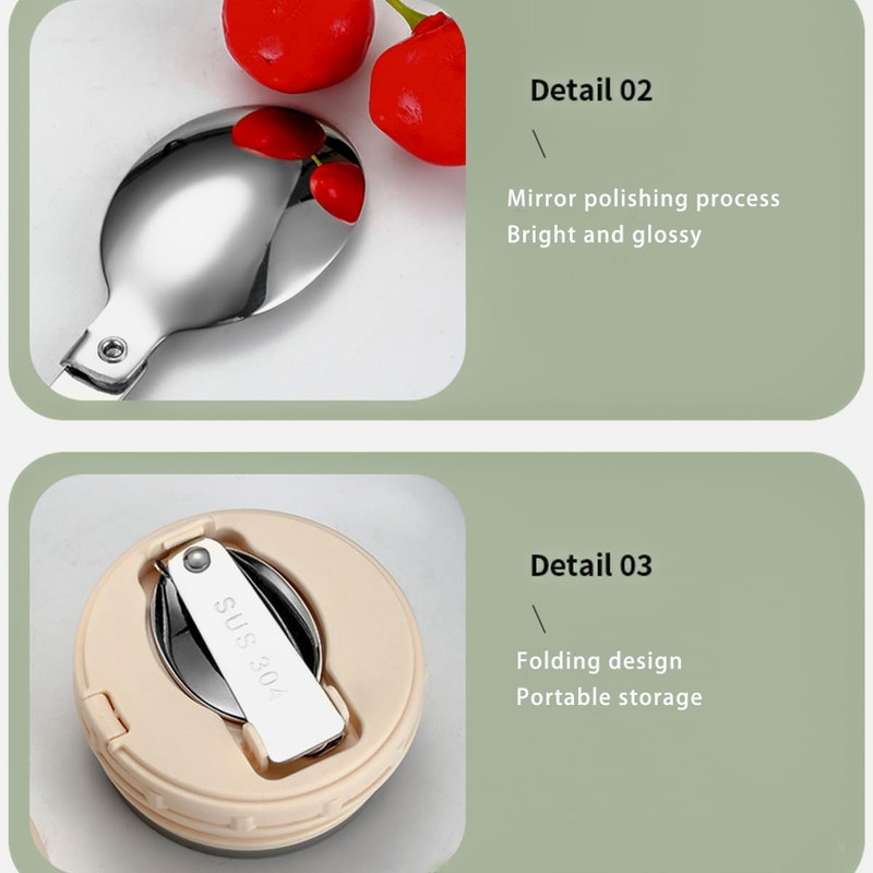 2-Pack Foldable Fork and Spoon Set, Stainless Steel Portable Travel