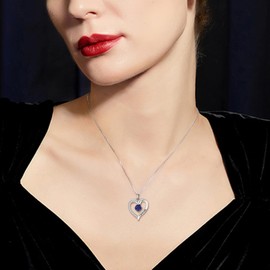 925 Sterling Silver Love Heart September Birthstone I Love You Forever Necklace for Women