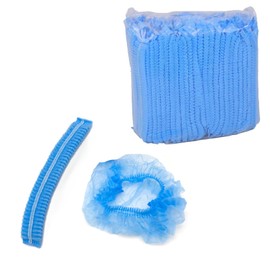 DERRON Disposable Non-Woven Hair Caps Kitchen Breathable Anti-Fouling Oilproof Cleaning Cleaning Factory Manufacturing Dustproof Work Hats Blue (100pcs)