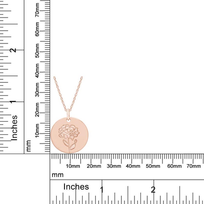 AFFY January Birth Month Carnation Flower Disk Pendant in 14K