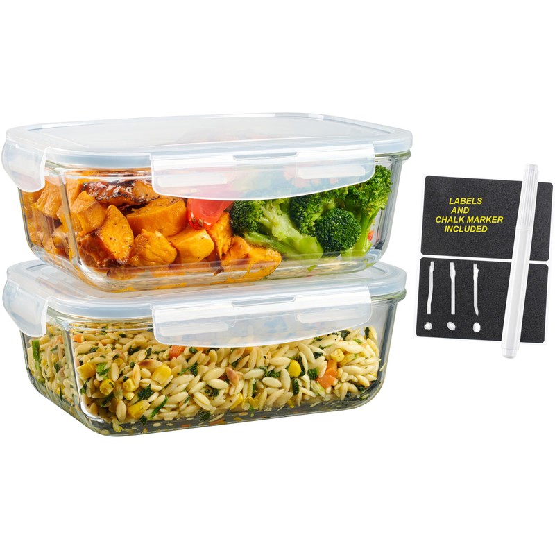 4pc Set of 8 Cup Large Glass Food Storage Containers
