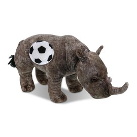 DolliBu Wild Collection Rhino Stuffed Animal with Soccer Ball Plush - Huggable Rhino, Adorable Playtime Plush Toy, Cute Wild Life Gift, Super Soft Stuffed Doll Animal Toy for Kids, Adults - 15 Inches