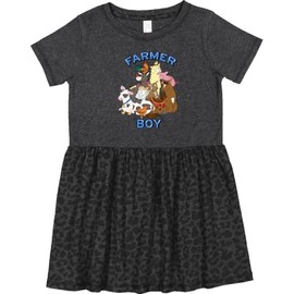 inktastic Farmer Boy with Happy Farm Animals Toddler Dress 3T Vintage Smoke with Leopard Print 3802e