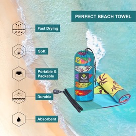 4Monster Microfiber Beach Towel Quick Dry,Super Absorbent Lightweight Travel Towel for Swimmers, Sand Free Camping Towel, Beach Towels for Pool, Swim, Water Sports,Yoga,Gym,Backpacking