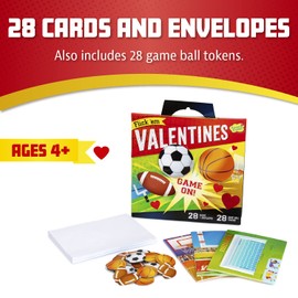 Peaceable Kingdom Peaceable Kingdom Valentines Cards for Kids Classroom, Set of 28 Valentines Day Gifts - Flick 'em Sports Games