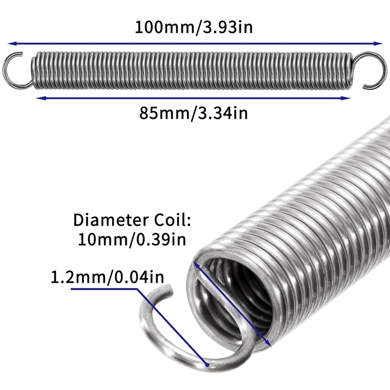 GUNGY Tension Springs with Hooks Stainless Steel Tension Spring 100