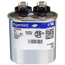 Genteq 97F5706-6 uf MFD 370 Volt VAC Genteq Replacement Oval Run Capacitor