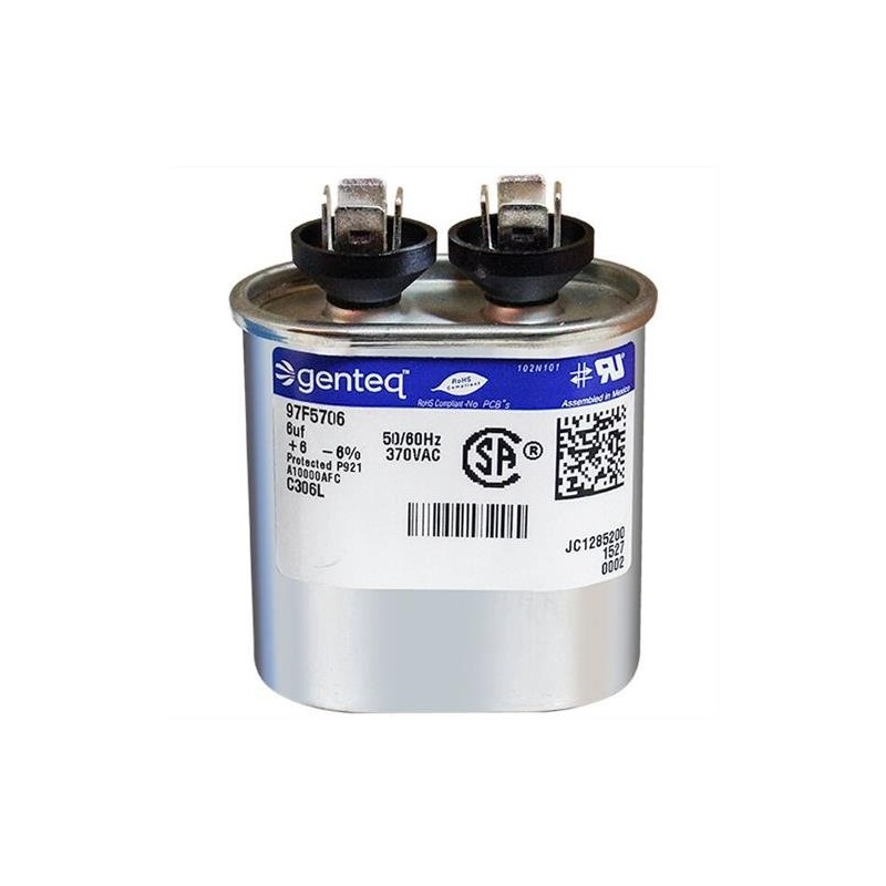 Genteq 97F5706-6 uf MFD 370 Volt VAC Genteq Replacement Oval