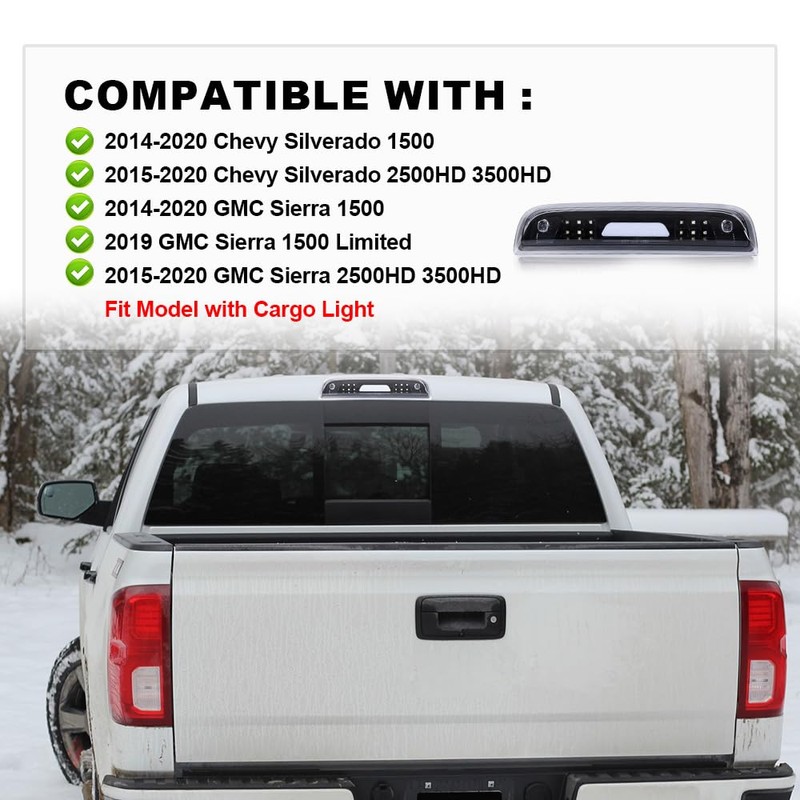 PIT66 LED 3rd Brake Light, Compatible with 2014-2018 Chevy Silverado