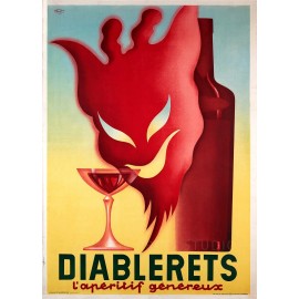 Swiss Wine Aperitif Diablerets 1947 Devil Liquor Ad Giclee Canvas Print 20x28