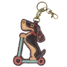 Chala Weiner Dog on Scooter Key Fob Dachshund Keychain