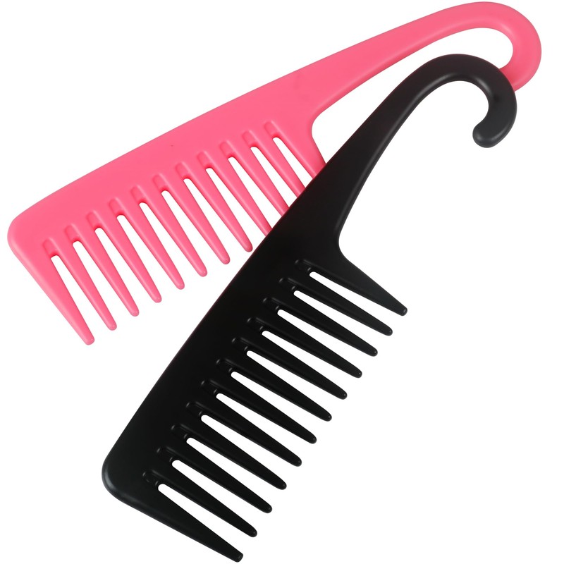 TRIXES Shower Hair Combs – 2-Pack – With Hooked Handle