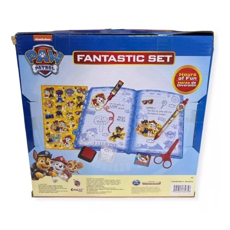 Misorel Set Patrulla Cachorros 60 Hojas Candado Accesorios Regalo