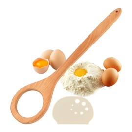 Wooden Danish Dough Whisk Set, 12 inch Dough Mixer with Scraper, Ergonomic Round Handle for Sourdough Bread Mixing, Batter, Baking and Cooking