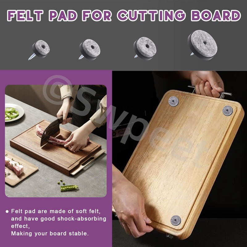 Swpeet 20Pcs 20mm Black Furniture Felt Pads Furniture Glide Assortment