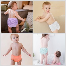 5 Pack Ruffle Diaper Cover - Baby Bloomers, Cute Cotton Baby Girl Shorts,Briefs- Panties for Toddler Girls