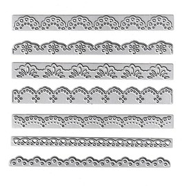 7pcs Flower Lace Cutting Dies, Flower Edge Border Die Cuts Metal Embossing Stencils Template Mould for Card Scrapbooking and DIY Craft Album Paper Card Decor