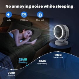 LOREAD Air Circulation Fan Desktop Quiet Smart Fans for Bedroom, Quiet Table Fan, 360°Oscillating Fan, 3Speeds, Powerful Desk Fan for Whole Room Home Office