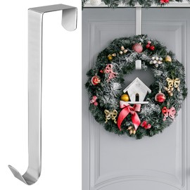 Aodaer 12 Inches Silver Christmas Wreath Door Hanger Metal Wreath Hook Non-Slip Christmas Hanging Hooks for Party Christmas Holiday Home Decoration