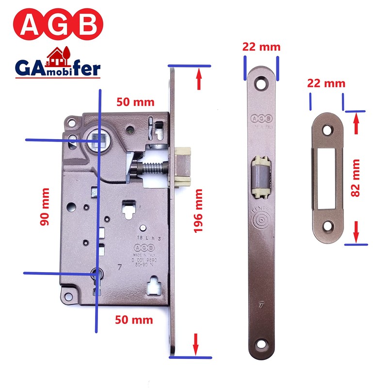 AGB - Interior Door Lock CENTRO Series (Fr. 22x196, In.