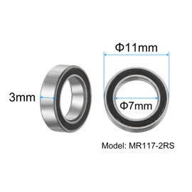 uxcell 5pcs MR117-2RS Deep Groove Ball Bearings 7x11x3mm Chrome Steel Miniature Bearing Double Sealed Precision Bearings, P6 (ABEC 3)