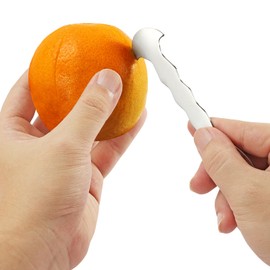 iziusy 2 Pcs Stainless Steel Orange Peeler Citrus Peeler Fruit Remover Opener Ergonomic Safe Cutter & Slicer Tool for Grapefruits, Lemons