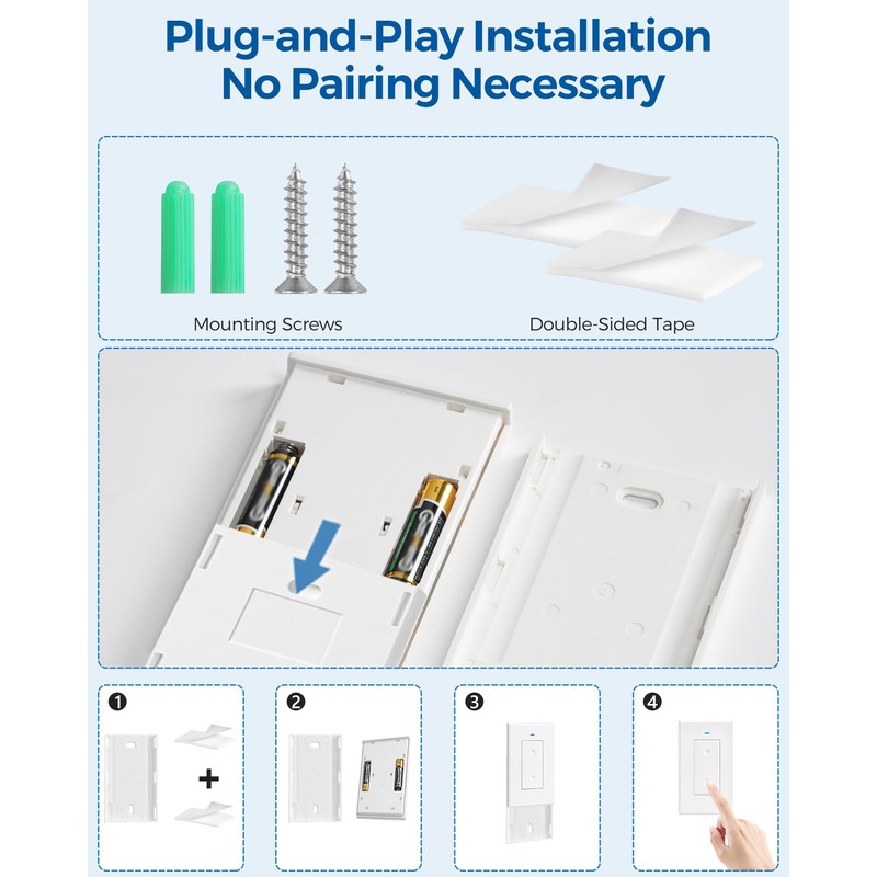Remote Control Outlet, WILAWELS Wireless Light Switch, Removable Remote Light