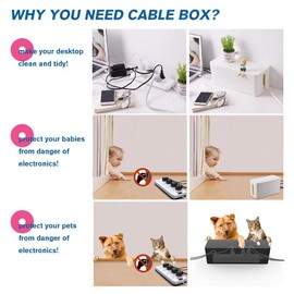 PowerKing Caja de Administración de Cables, Colección Caja Organizadora de Cables, Soporte de Cable de Cubierta Eléctrica,Organizador de Cables, Conjunto Blanco de Dos