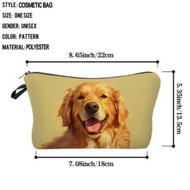 Livel lhood Golden Retriever Makeup Bag Cute Small Organizer Zipper Pouch Golden Retriever Cosmetic Bag Birthday Present for Women Friends -1
