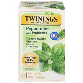 Twinings Superblends Probiotic Tea Peppermint Fennel 18 Count Caffeine Free Bags