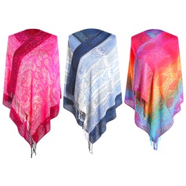 Shyyween 3 Pieces Silk Scarf Pashmina Shawl Wraps Head Scarf for Women