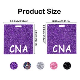 CNA Badge Buddy Card Holder Purple Glitter Badge Reel Buddies Bling Acrylic Nursing Accessories Nurse Coworker Gifts for Women Horizontal Identification Tags ID Name Cards