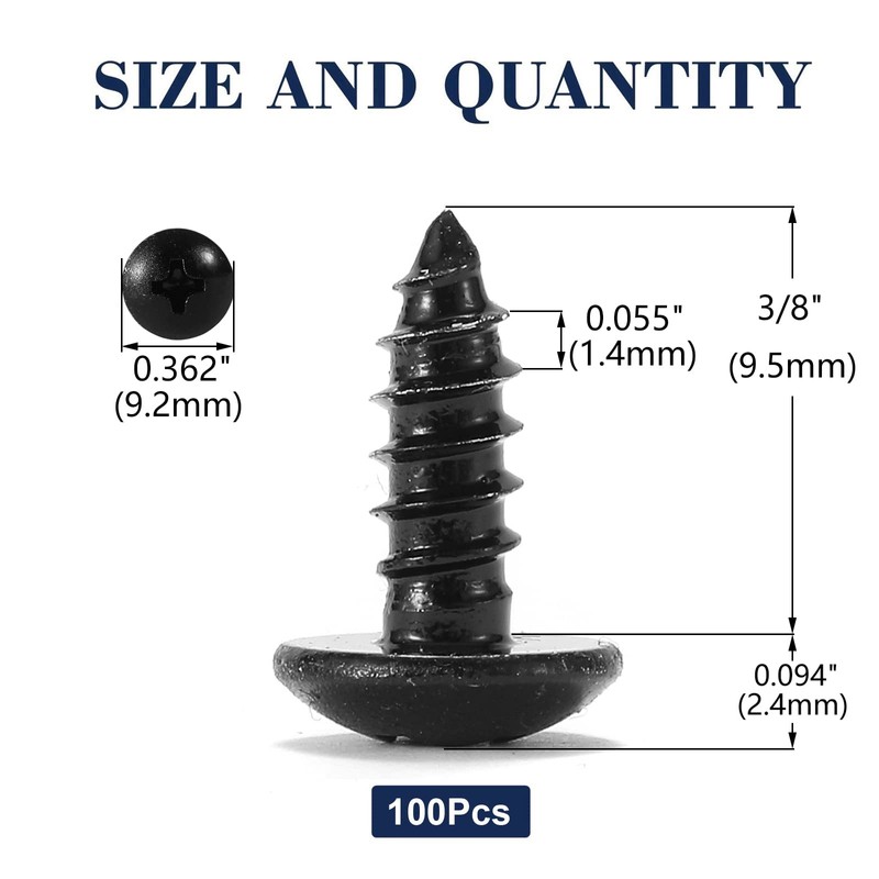 #8 x 3/8" Wood Screw 100Pcs Truss Head Phillips 18-8