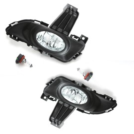 KINSTECH Clear Fog Light For 2004-2006 MAZDA 3 Sedan 4DR Bezel Switch Wire Bulb MA2593105
