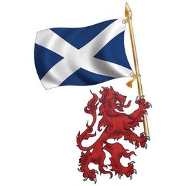 Medium Size Right Handed Rampant Lion Carrying St Andrews Flag Sticker