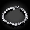 925 Sterling Silver Round Beads Bracelet, 8mm