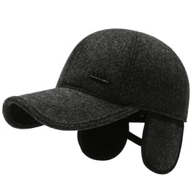 Moonlove Men's Cap with Earmuffs, Baseball Cap, Winter Hat, Thick, Warm, Windproof, Cold Protection, Solid, Men's Hat, Adjustable Size, Autumn, Winter, Cold Protection, Outdoor, Stylish, For Men,