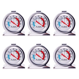 Fridge Thermometer, Stainless Steel, Pack of 6, Freezer Thermometer Indoor, TOOSOAR Thermometer for Freezer with Hanging Hook, Fridge Thermometer Indoor for Monitoring Temperature