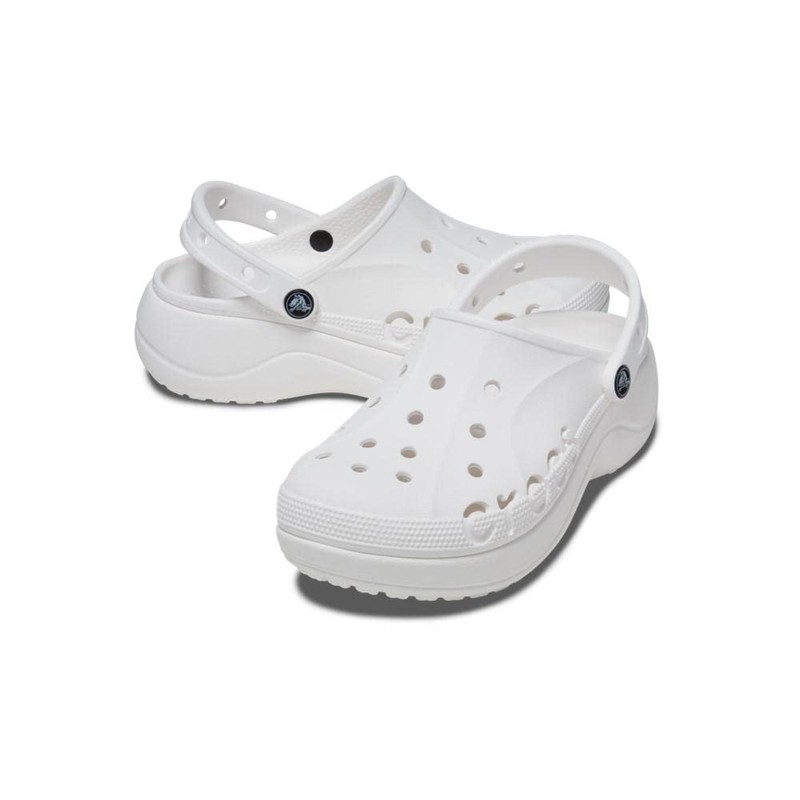 Crocs Women's Baya Platform Wooden Shoes, White